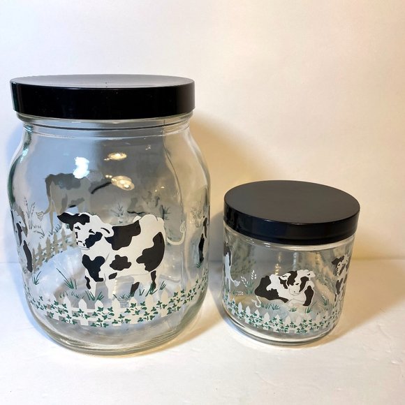 Source Unknown Kitchen Cow Canisters Set Of 2 Vintage Country